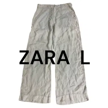 미사용 새상품 ZARA L 린넨 100% 와이드 팬츠