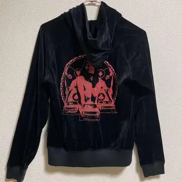 Hysteric Glamour 후드티 후드 부착 블랙 벨로아 원단