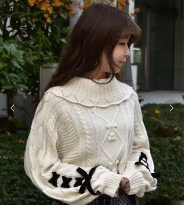 [인기] axes femme 니트 M 스웨터 아이보리 리본