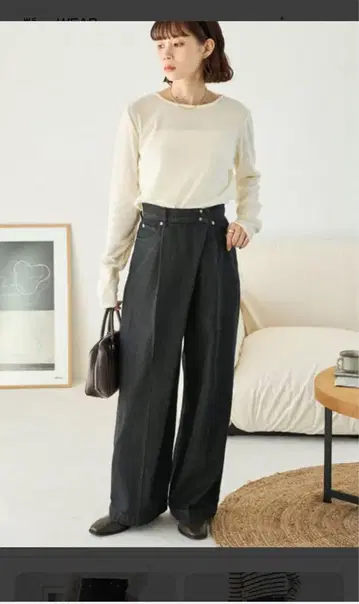 DISCOAT 데님 랩 팬츠 블랙