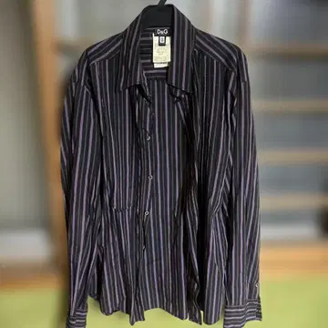 D&G 블랙과 보라색 스트라이프 긴팔 셔츠 L