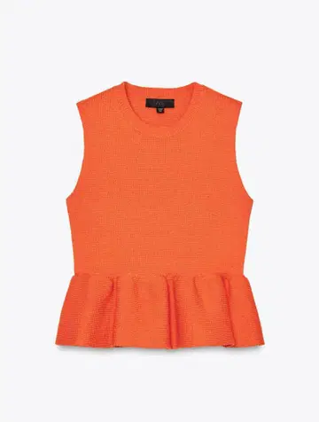 미사용 새상품 ZARA 오렌지 니트 페플럼 상의 L