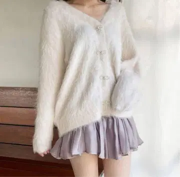스나이델 snidel 비쥬 리본 가디건 LPNK 새상품급