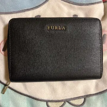 FURLA 블랙 가죽 접이식 지갑