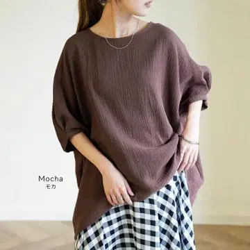 루즈 오버사이즈 코튼 배트 슬리브 상의
