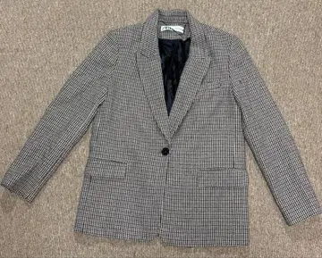 ZARA 체크 무늬 테일러드 자켓 엘보 패치 포함
