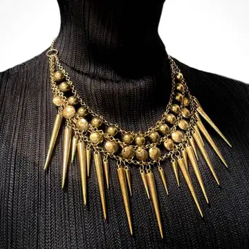 빈티지 목걸이 브론즈 골드 체인 모드 스파이크