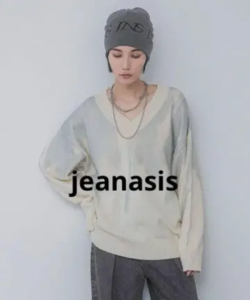 jeanasis 백 프린트 코튼 V 풀오버