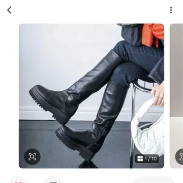 JEANASIS 블랙 가죽 통굽 롱 부츠