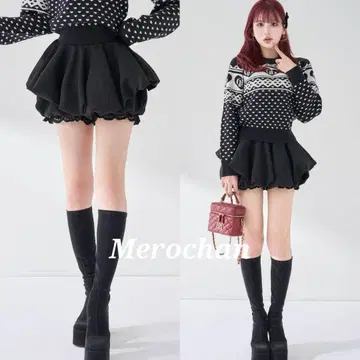 다리치 다리치 볼륨 벌룬 미니 스커트 BLK