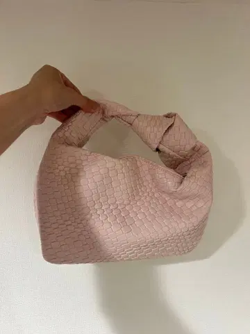 핑크 뜨개질 디자인 핸드백