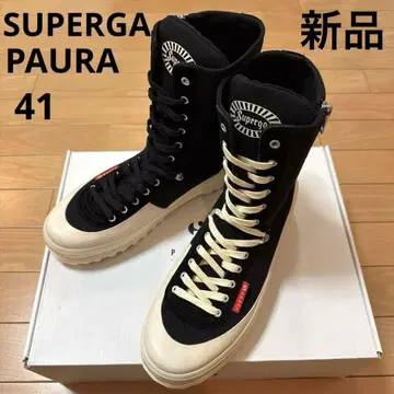 새상품 PAURA X SUPERGA 하이컷 스니커즈 블랙 41 한정품