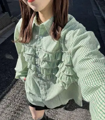 최종 가격 인하 CIAOPANIC 프릴 도킹 오버 셔츠 시어