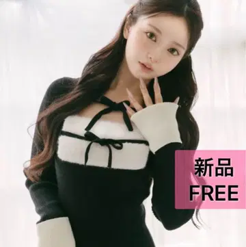 미개봉 새상품 리본 퍼 플레어 니트 미니 원피스 다리치 darich F