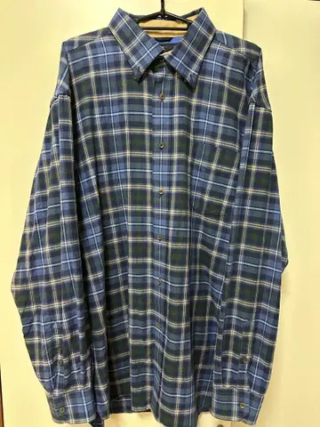 TOMMY HILFIGER XL 블루 계열 체크 플란넬 셔츠