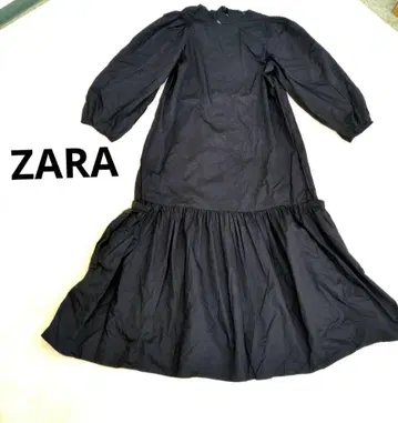 ZARA 포켓 부착 포플린 원피스 롱 기장 백리본