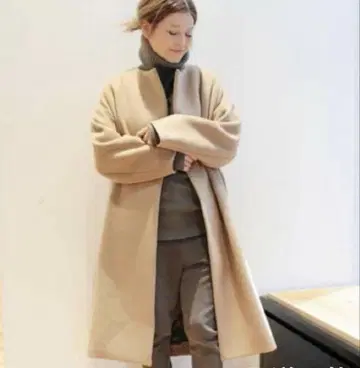 Deuxieme Classe 비버 노카라 코트 베이지