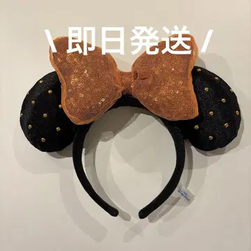 디즈니 머리띠 할로윈 미니 블랙 오렌지 리본