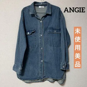 ANGIE 데님 셔츠 여성용 면 100% 롱 기장