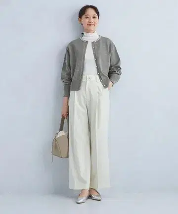 유나이티드 애로우즈 그레이 펄 버튼 니트 가디건