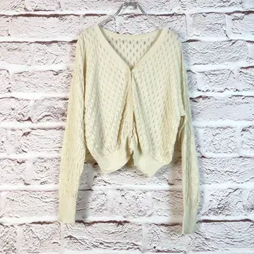 zr91 KBF 크림색 V넥 니트 가디건 M