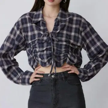 MURUA 무루아 2WAY 개더 체크 셔츠 새상품
