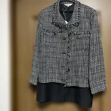 Ascemme 테일러드 자켓 블랙과 화이트 트위드 셋업