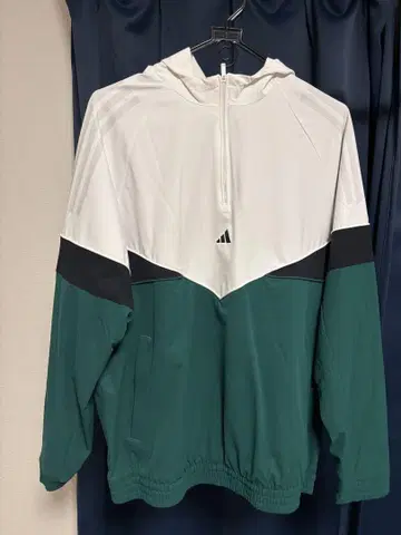 adidas 후드 부착 자켓 M 화이트/그린/블랙