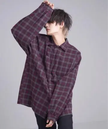 ADRER 돌먼 슬리브 오픈 카라 셔츠 와인 M