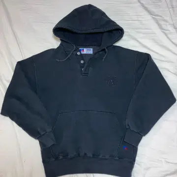 90s RUSSELL ATHLETIC 헨리넥 후드티 블랙 M