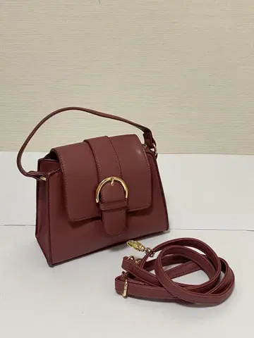 버클 부착 핸드백 숄더백 버건디 여성용 라즈베리