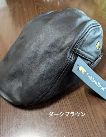 양가죽 가죽 헌팅 모자 다크 브라운 미사용품