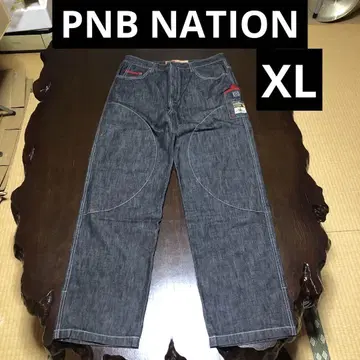 PNB 블랙 데님 카고 폰 카고 기믹 팬츠 배기 Y2K 헤이세이