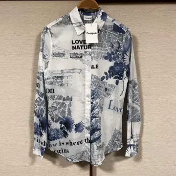 택 포함 새상품 DESIGUAL 데시구알 긴팔 셔츠 블라우스 프린트 M