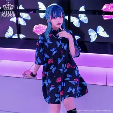 LISTENFLAVOR 모르포 로즈 올 패턴 빅 셔츠