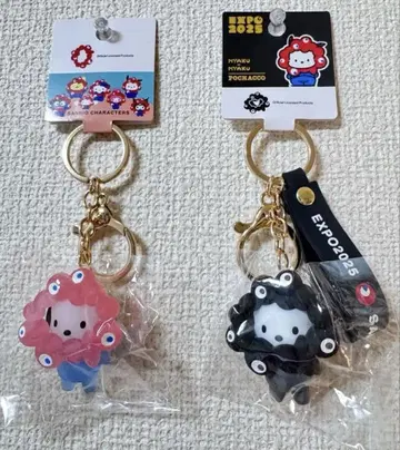 포차코 세트 산리오 미야쿠미야쿠 키링 클리어&블랙