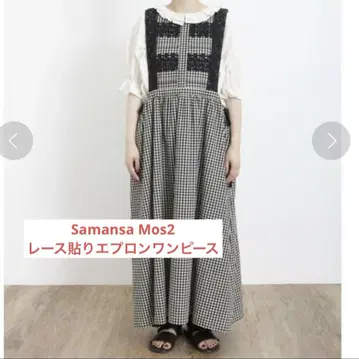 Samansa Mos2 레이스 덧댄 에이프런 원피스