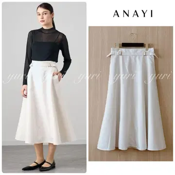 [ 657 ] 아나이 브라이트 트윌 더블 버클 스커트 화이트 38