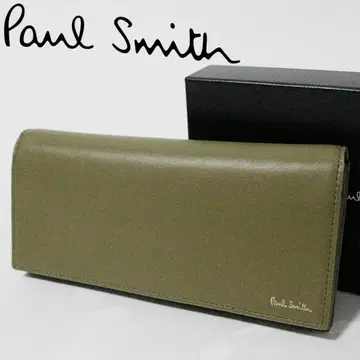 새상품 박스 포함 폴스미스 양가죽 사용 인사이드 스트라이프 장지갑 카키