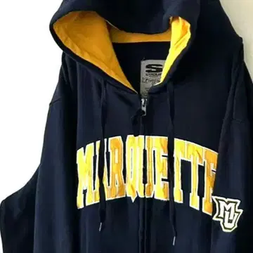 스타디움 MARQUETTE 자수 풀 집업 후드티 XL 네이비 구제 의류