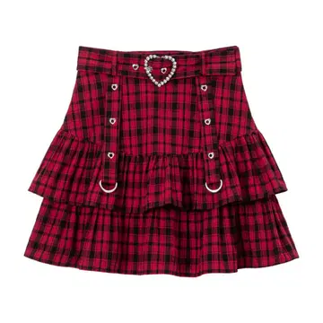 체크 하트 벨트 스커트 레드 3L 유메텐보