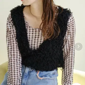 Kastane 블랙 퍼 숏 베스트 택 포함 미사용 새상품