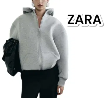 [ ZARA ] 후드티 네오프렌 이펙트 자켓 L
