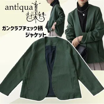 [ 컨디션 최상 ] antiqua 안티카 자켓 하운드투스 체크 그린