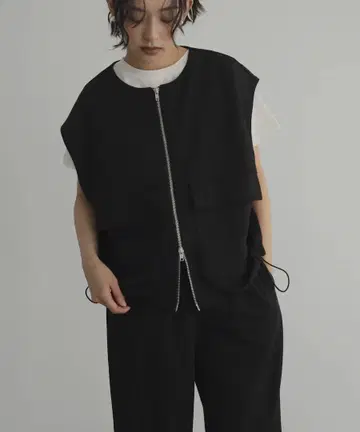 종이상자 더블 지퍼 베스트 맨투맨 더블 지퍼 베스트 블랙 hellam