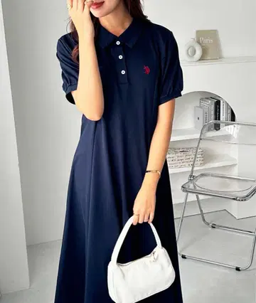 [ 폴로/POLO ] 폴로 옷깃 원피스 네이비 M 루즈핏