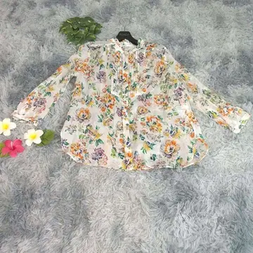 [ 로샤스 프리미에르 ] 레리안 꽃무늬 긴팔 셔츠 린넨 혼방 상의