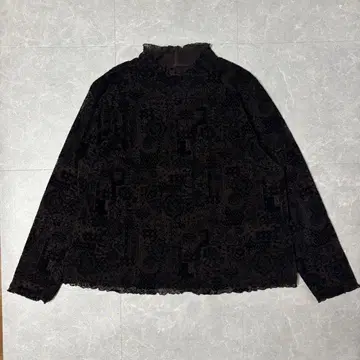 90's 빈티지 벨로아 올 패턴 하이넥 아카이브 캐주얼 y2k