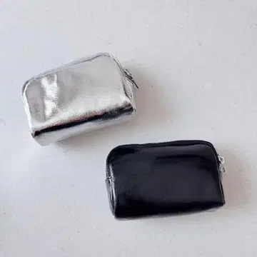 소가죽 3포켓 라운드 파우치 실버
