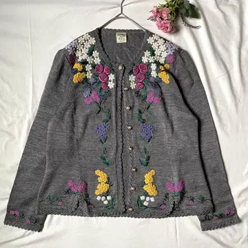 [레어] 소와레 드 히로미 가디건 자수 핸드메이드 버튼 새상품급